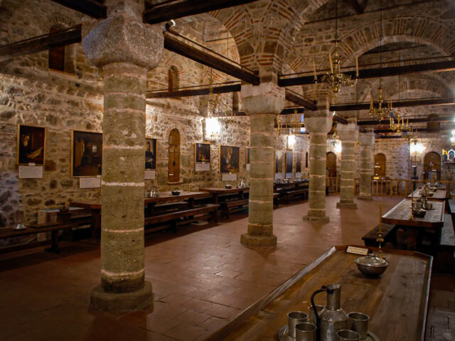 Museum spaces and murals inside the Monastery