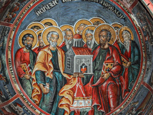 Frescoes inside the katholikon of the Monastery.