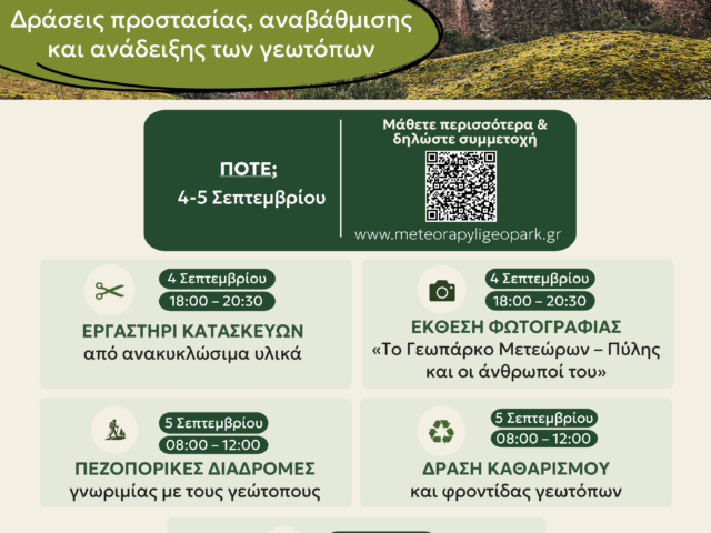 Διήμερο δράσεων για την προστασία του Γεωπάρκου Μετεώρων – Πύλης με κορύφωση τη συναυλία του Λουδοβίκου των Ανωγείων